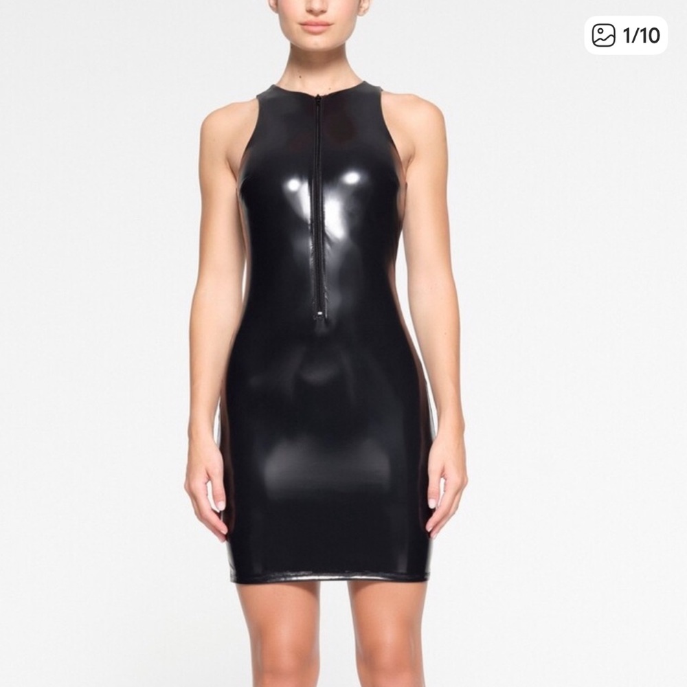 SKIMS Onyx Vinyl Mini Dress